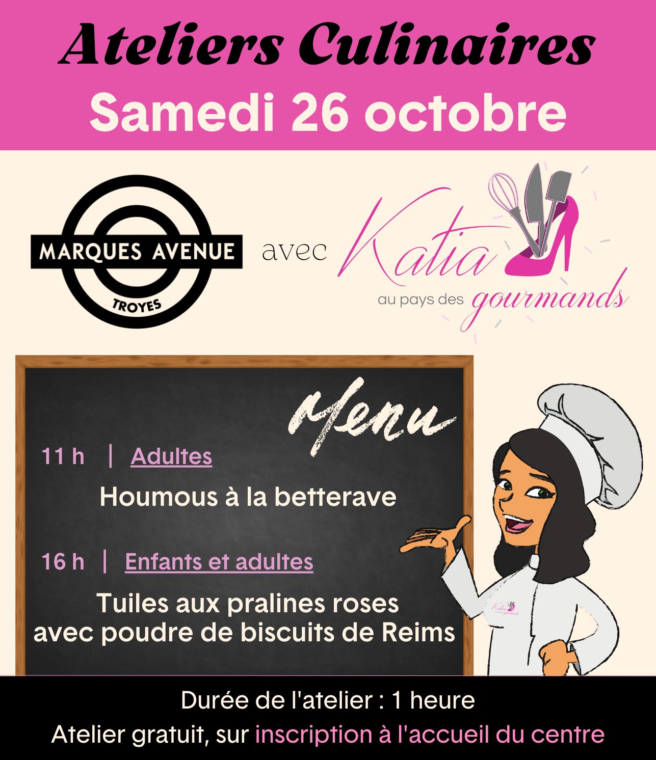 Ateliers culinaires Le 26 oct 2024