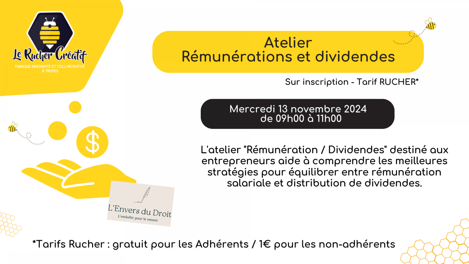 Atelier Rémunération / Dividendes Le 13 nov 2024